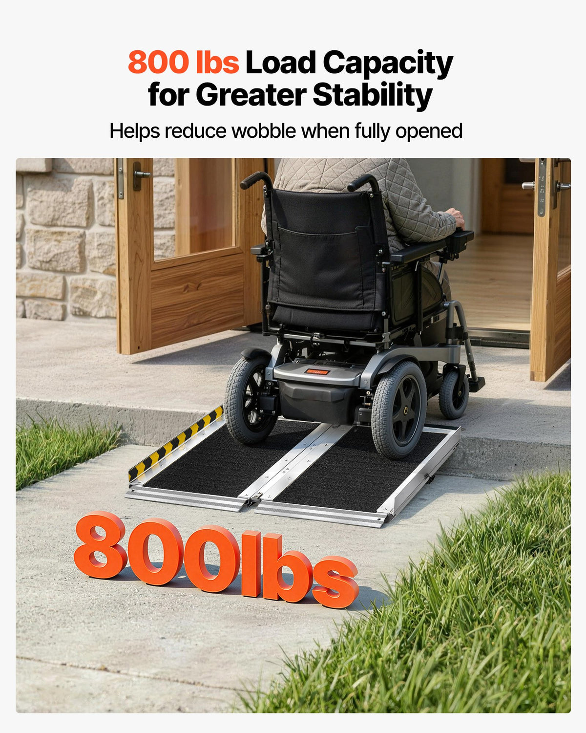 VEVOR Portable Wheelchair Ramp, 610 mm, Non-Slip Aluminum Folding Handicap Ramp for Wheelchair, 800 lbs Capacity, Door Threshold Ramps for Home Steps, Stairs, Entry, Threshold, Doorways, Scooter, Curb