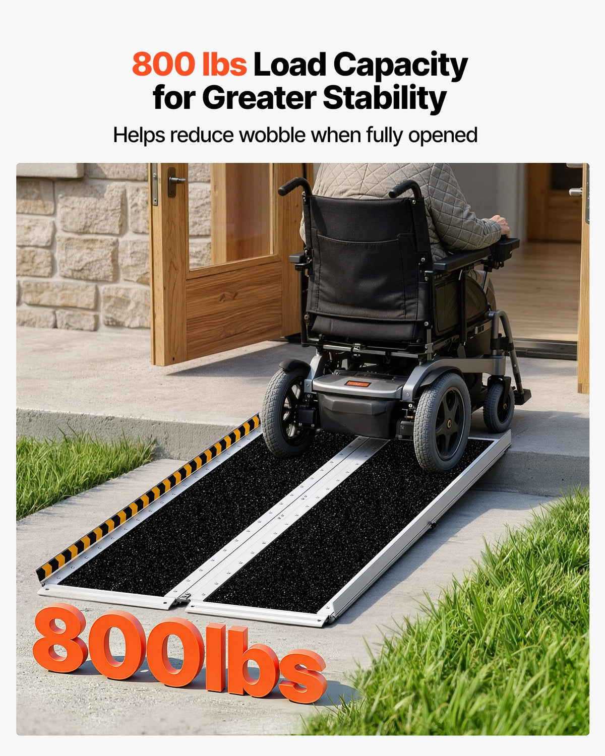 VEVOR Portable Wheelchair Ramp, 1520 mm, Non-Slip Aluminum Folding Handicap Ramp for Wheelchair, 800 lbs Capacity, Door Threshold Ramps for Home Steps, Stairs, Entry, Threshold, Doorways, Scooter