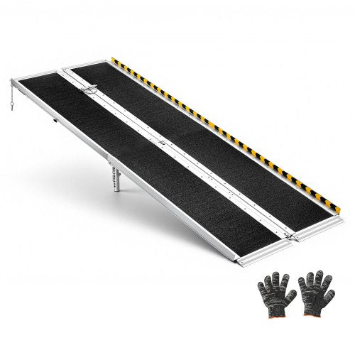 VEVOR Portable Wheelchair Ramp, 2440 mm, Non-Slip Aluminum Folding Handicap Ramp for Wheelchair, 800 lbs Capacity, Door Threshold Ramps for Home Steps, Stairs, Entry, Threshold, Doorways, Scooter