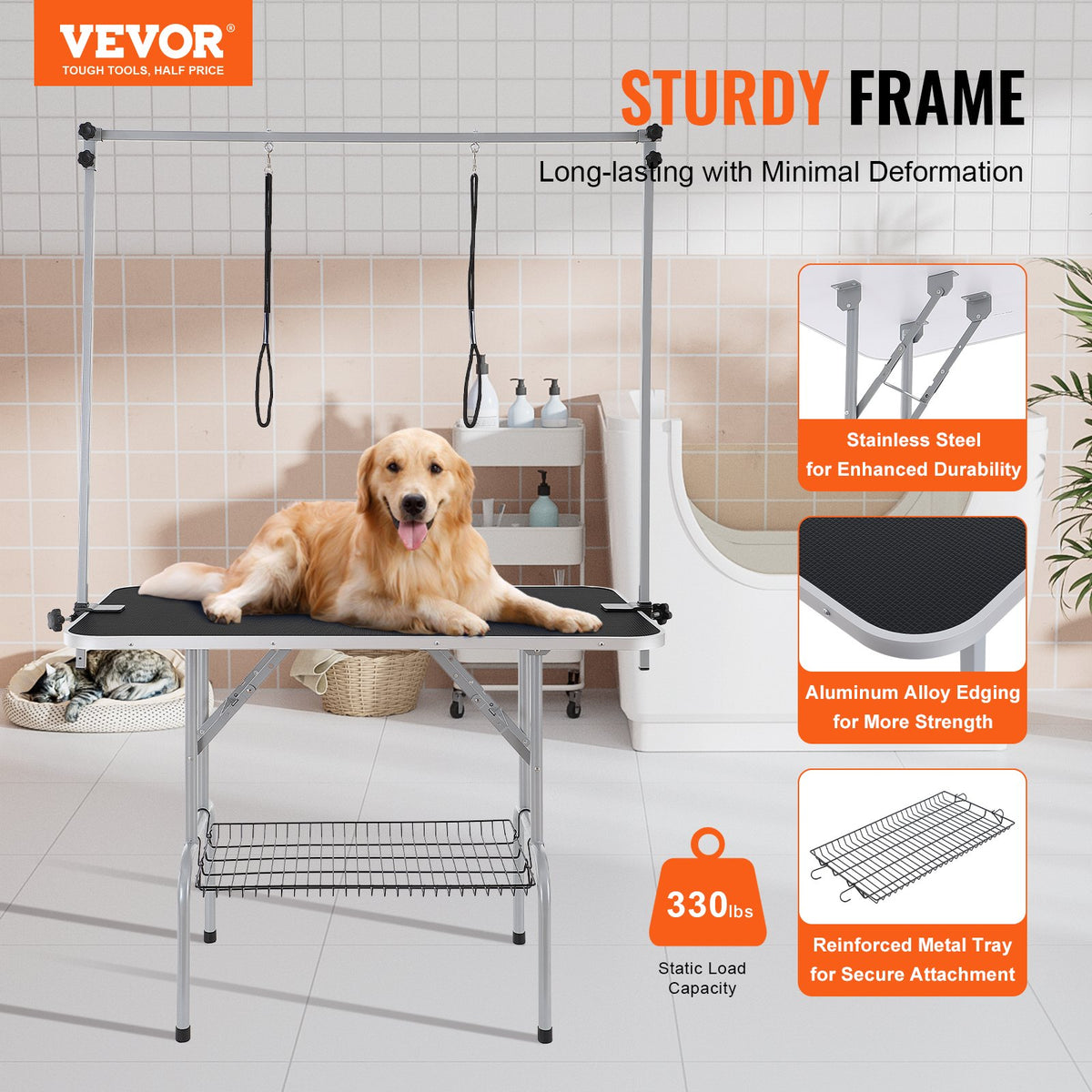 VEVOR Pet Grooming Table Two Arms with Clamp
