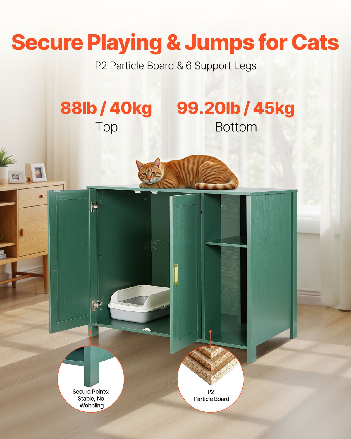 VEVOR Cat Litter Robot Enclosure, 105 cm Self Cleaning Litter Box Cabinet, with Drawer & Detachable Divider, Automatic Litterbox Enclosure with Built-in Power Outlet, Fits Most Smart Litterboxes