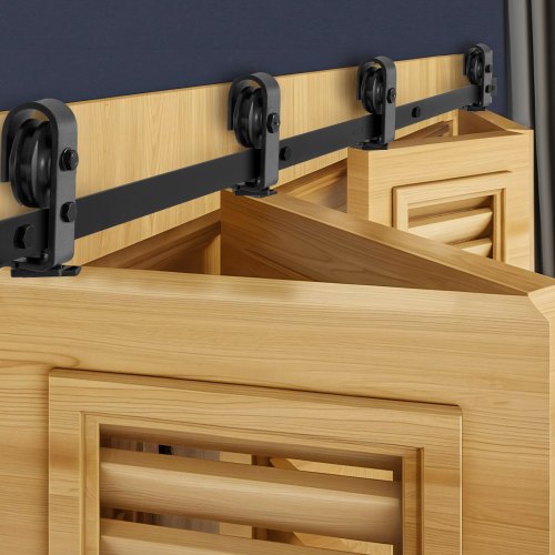 VEVOR Bi-Folding Sliding Barn Door Hardware Track Kit, 64" Top Mount Track Kit, Slide Smoothly & Quietly, Heavy Duty, Easy to Install, Suitable for Four 15" Closet Pantry Laundry Doors (Not Included)