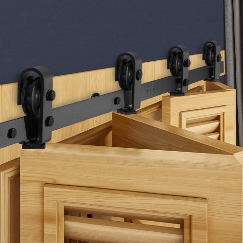 VEVOR Bi-Folding Sliding Barn Door Hardware Track Kit, 52" Top Mount Track Kit, Slide Smoothly & Quietly, Heavy Duty, Easy to Install, Suitable for Four 12" Closet Pantry Laundry Doors (Not Included)