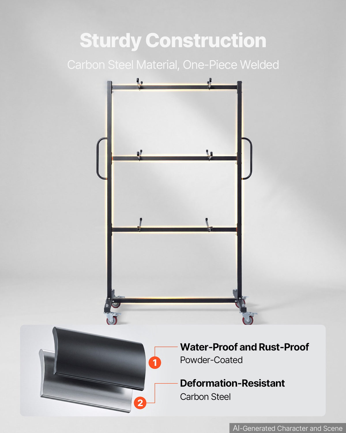 VEVOR Folding Table and Chair Rack Cart 181.5 kg Holds 24 Chairs & 6 Tables, for Large Event, Heavy-Duty Carbon Steel, Easy to Move, Storage Dolly, with Swivel Casters Locking Wheels, Waterproof Cover