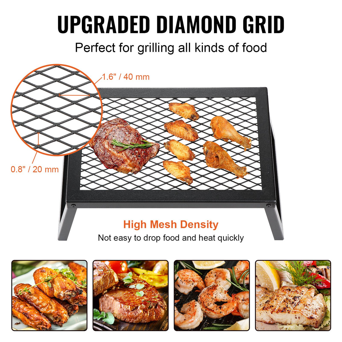 VEVOR Folding Campfire Grill Portable Camping Fire Pit Steel Outdoor BBQ Picnic