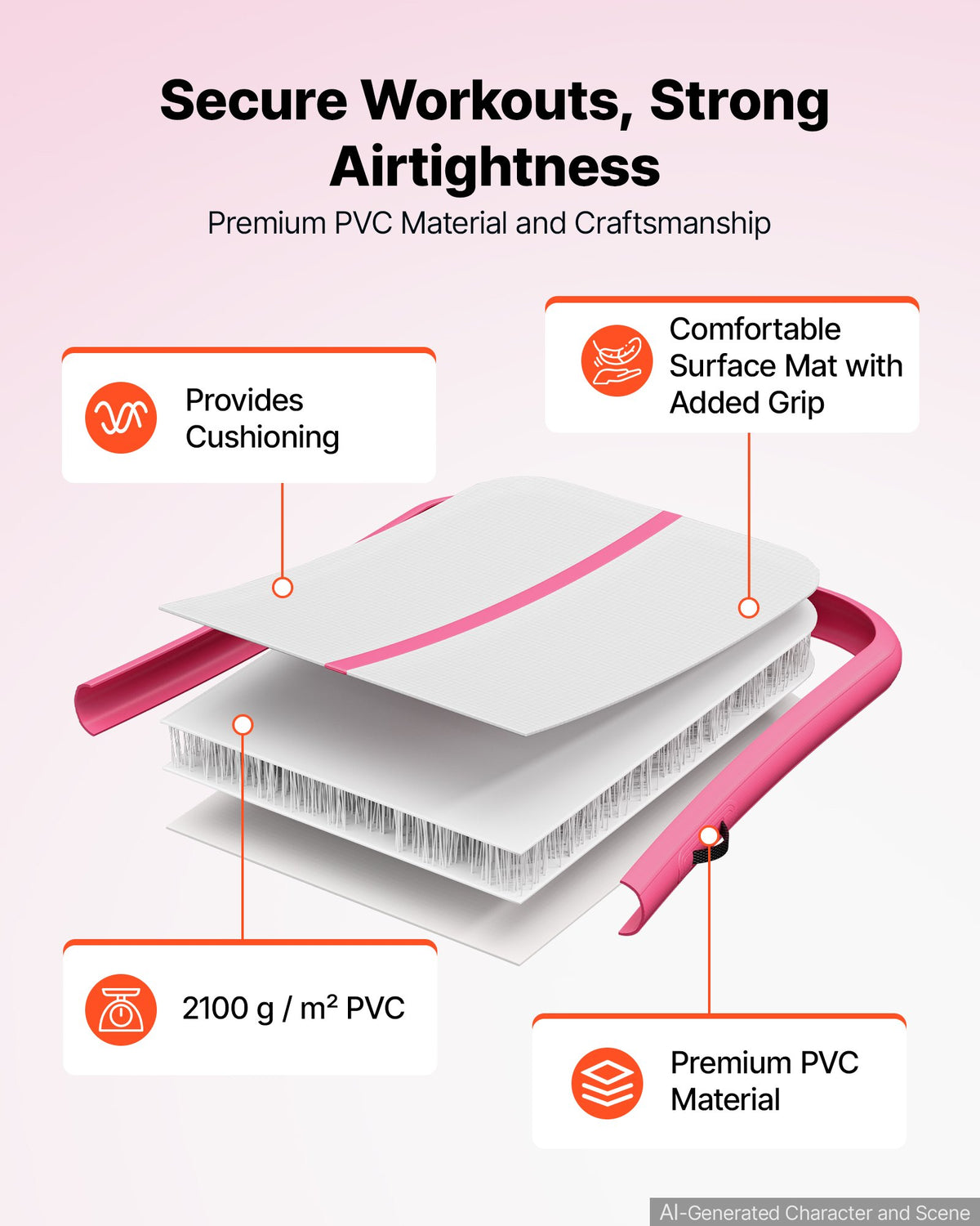 VEVOR Inflatable Gymnastics Air Mat 3m Training Mats w/ Electric Pump, 20 cm Thick Sturdy Tumble Track, Tumbling Mat for Home Use/Gym/Outdoor/Yoga/Cheerleading/Beach/Park/Water, Pink