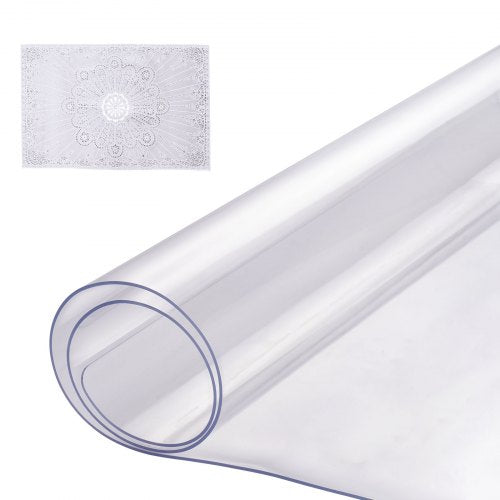 VEVOR Plastic Table Cover, 14 x 24 Inch 1.5 mm Thick Clear Table Protector, Rectangle PVC Desk Mat, Waterproof & Easy Cleaning Desk Pad Tablecloth, for Office Dresser Dining Room Table Night Stand