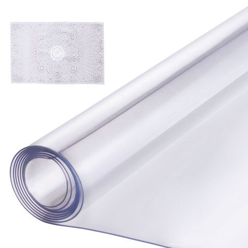 VEVOR Plastic Table Cover, 24 x 96 Inch 1.5 mm Thick Clear Table Protector, Rectangle PVC Desk Mat, Waterproof & Easy Cleaning Desk Pad Tablecloth, for Office Dresser Dining Room Table Night Stand