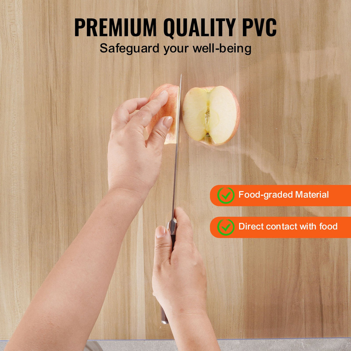 VEVOR Plastic Table Cover, 24 x 96 Inch 1.5 mm Thick Clear Table Protector, Rectangle PVC Desk Mat, Waterproof & Easy Cleaning Desk Pad Tablecloth, for Office Dresser Dining Room Table Night Stand