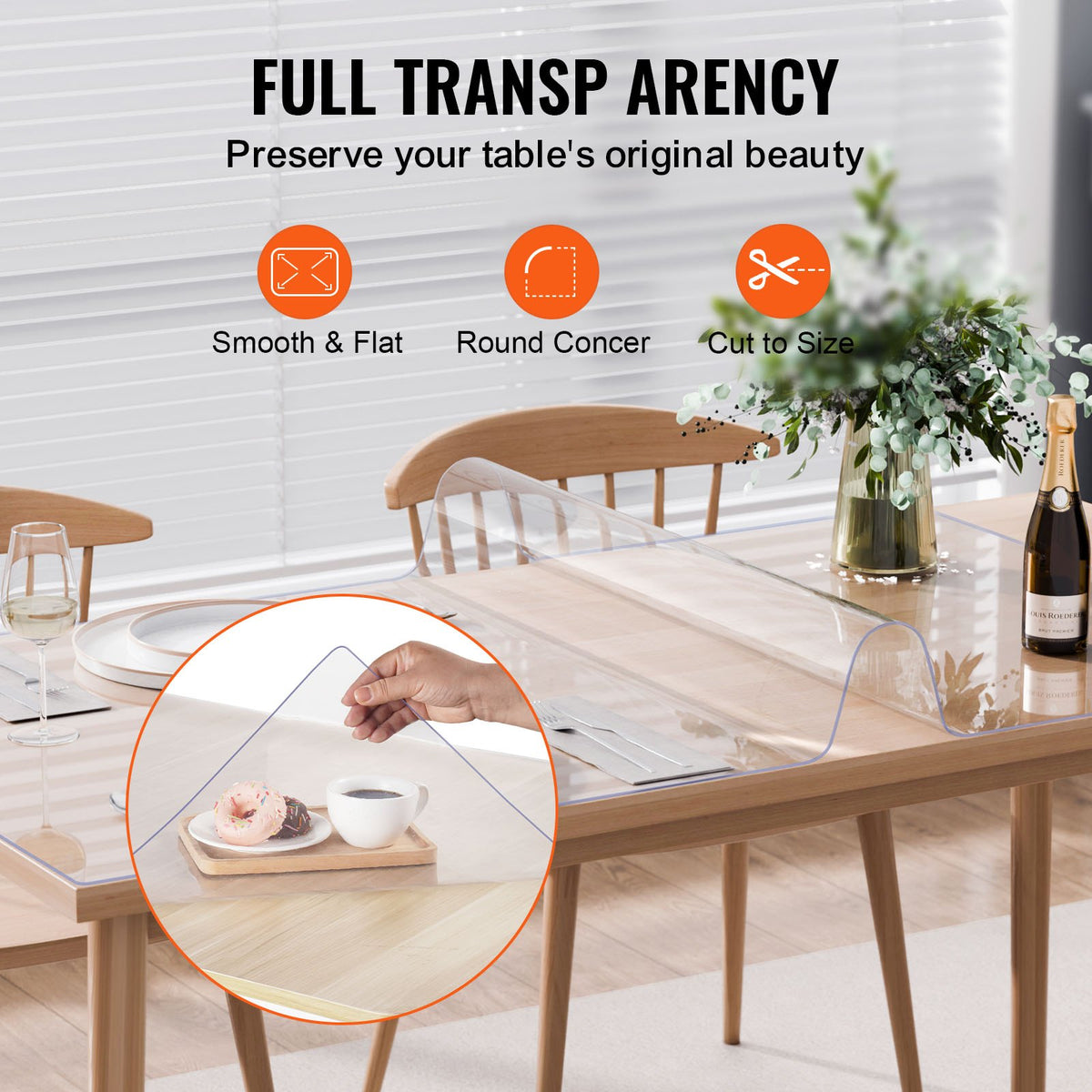 VEVOR Plastic Table Cover, 40 x 80 Inch 2.0 mm Thick Clear Table Protector, Rectangle PVC Desk Mat, Waterproof & Easy Cleaning Desk Pad Tablecloth, for Office Dresser Dining Room Table Night Stand