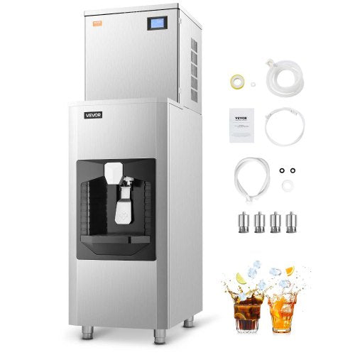 VEVOR Commercial Ice Maker, 360 Lbs/Day Ice Maker Machine, 180 Lbs Large Ice Storage Bin with 20 Lbs/Min Automatic Ice Dispensing, Self-Cleaning Ice Machine with Touchscreen for Bar, Cafe, Restaurant