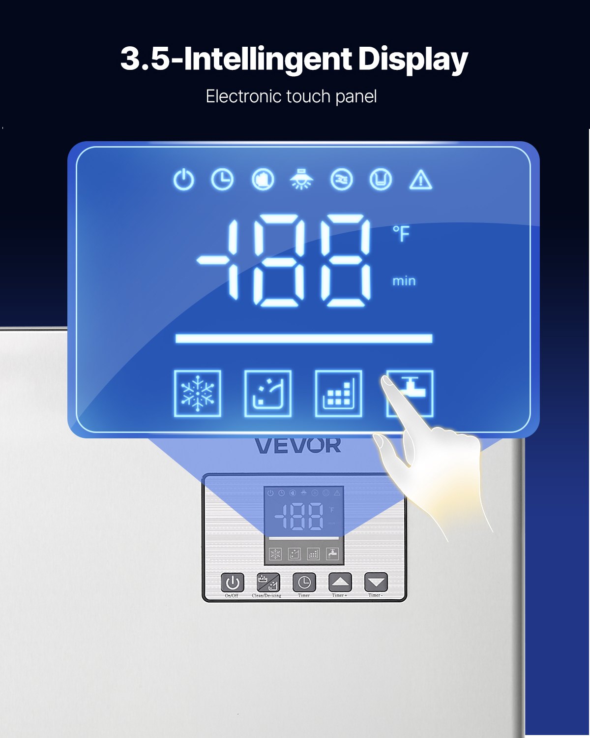 VEVOR Commercial Ice Maker Machine, 181KG/24H Ice-Making Machine with 136KG Stainless Steel Storage Bin, Auto Self-Cleaning Ice Maker with Touchscreen for Bar Cafe Restaurant Business Commercial