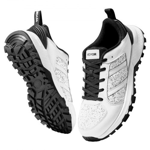 VEVOR Cross Training Shoes, M Width Sneakers UK Size 11, Wide Toe Box Shoes with Arch Support & Adjustable Lace-up, Training Shoes for Running, Gymnastics, Dog Walking, and Weightlifting (White)