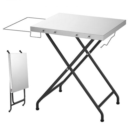 VEVOR Folding Grill Table 61x51 cm Camping Prep Tables Carbon Steel Tabletop, Lightweight & Compact for Picnic BBQ Tailgating, 32 kg Capacity, Outdoor Pizza Oven Stand with Garage Rack, Tissue Holder