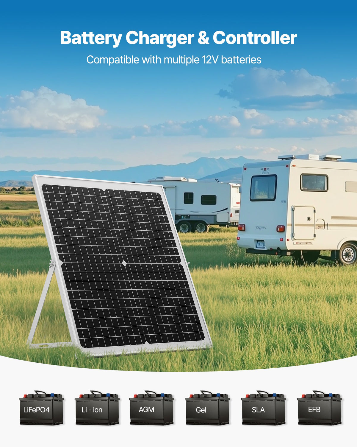 VEVOR 30W 12V Solar Panel Battery Charger