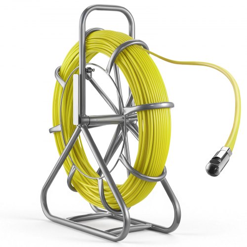 VEVOR Fish Tape Fiberglass, 100M 6.3MM, Duct Rodder Fishtape Wire Puller with Stand, Cable Running Rod with Locking Mechanism, Fishing Tools, for Walls Floor and Electrical Conduit, Non-Conductive