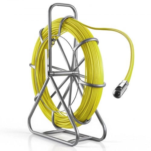 VEVOR Fish Tape Fiberglass, 152M 6.3MM, Duct Rodder Fishtape Wire Puller with Stand, Cable Running Rod with Locking Mechanism, Fishing Tools, for Walls Floor and Electrical Conduit, Non-Conductive