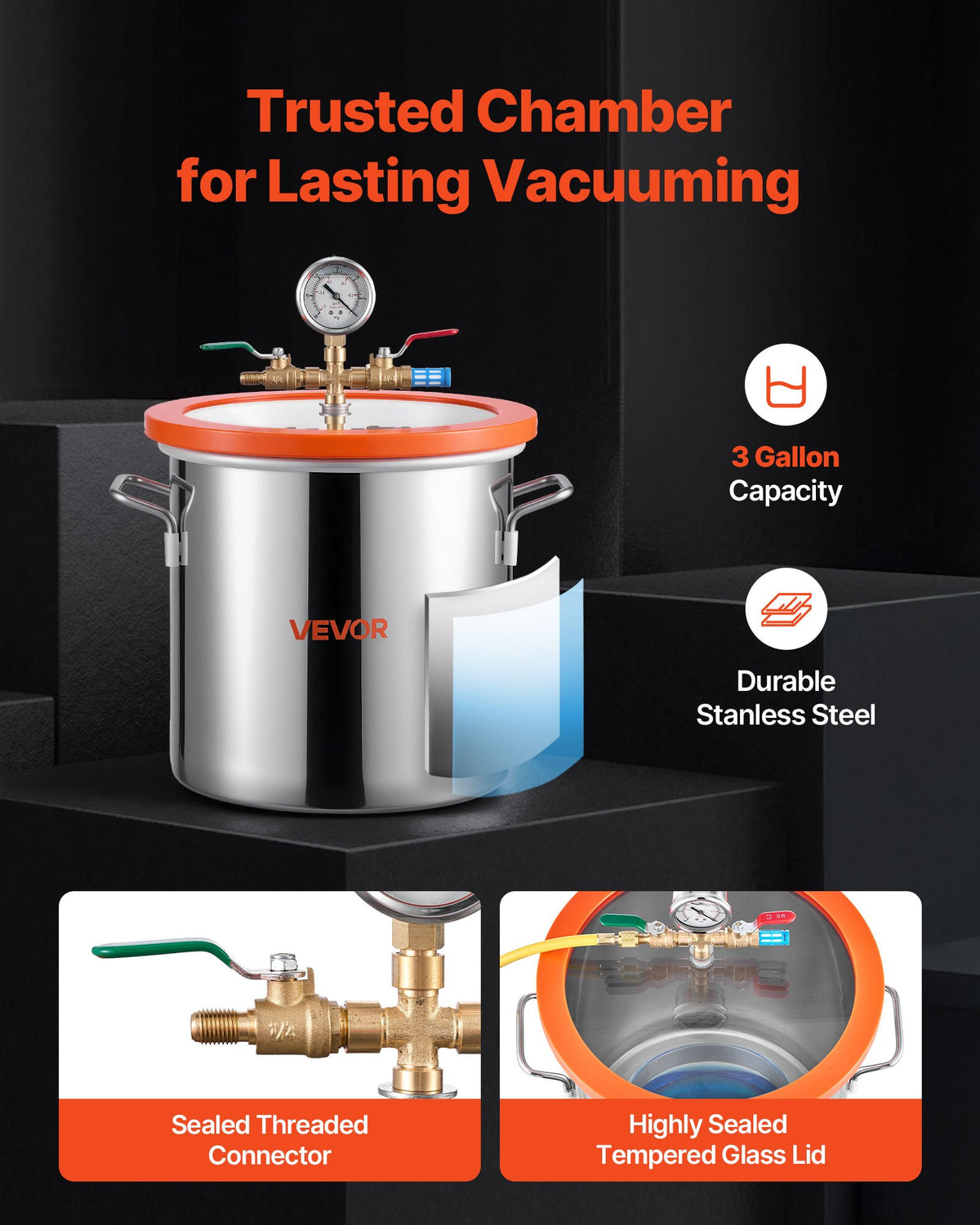 VEVOR 11.36 L Vacuum Chamber with Pump
