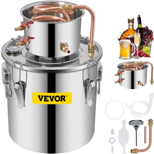 VEVOR Still Distillery Kit 12.5 L Water Essential Oil Distilling Kit w/ Water Pump