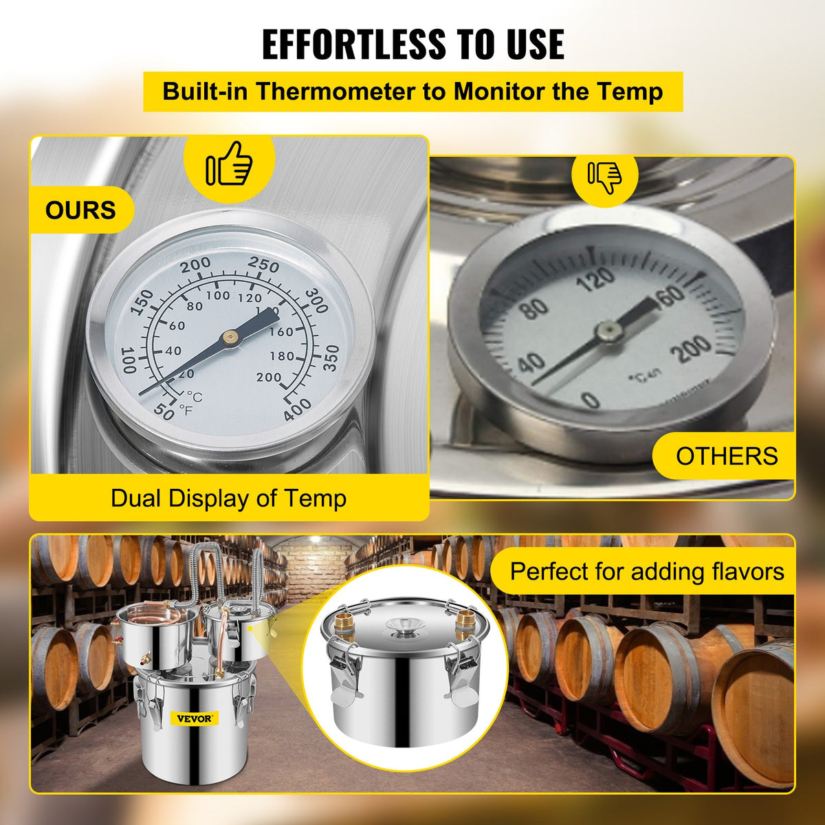 VEVOR Still Distiller 3Gal 12L Stainless Steel Water Distiller Copper Tube with Circulating Pump Home Brewing Kit Build-in Thermometer for DIY Whisky Wine Brandy Spirits