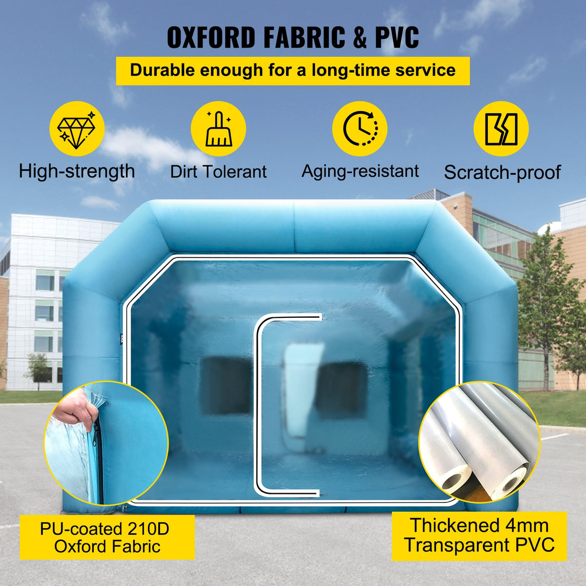 VEVOR Inflatable Tent 792.5 x 396.2 x 304.8 cm Inflatable Spray Booth Custom Tent Inflatable Paint Booth Tent Car Paint Booth Giant Workstation 210D Oxford Fabric With 2 Blowers