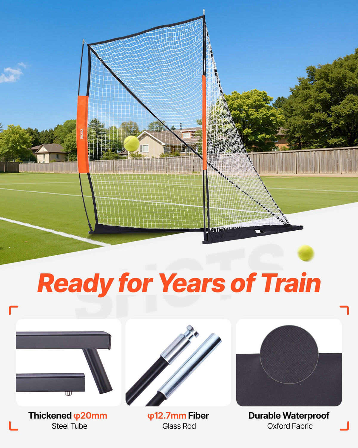 VEVOR Lacrosse Goal, 6' x 6' Lacrosse Net, Portable Lacrosse Goal with Carry Bag, Fiberglass Rod Backyard Lacrosse Training Equipment, Easy Setup Collegiate Goal, Perfect for Youth Adult Training