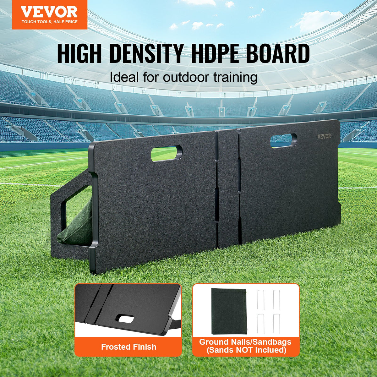 VEVOR Soccer Rebounder Board, 45"X13" Portable Soccer Wall with 2 Angles Rebound, Foldable HDPE Kickback Rebound Board, Soccer Training Equipment for Kids and Adults, Passing & Shooting Practice