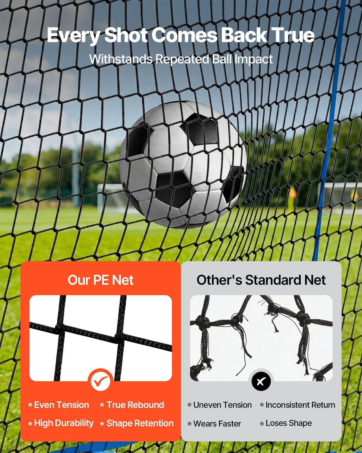 VEVOR Soccer Rebounder Net, Quick-Switch Angle Soccer Goal Rebounder for Control, Passing Practice, Heavy-Duty Iron Frame & PE Net, Easy Setup Ball Training Equipment for Teens&Adults,1080 x 1090 mm