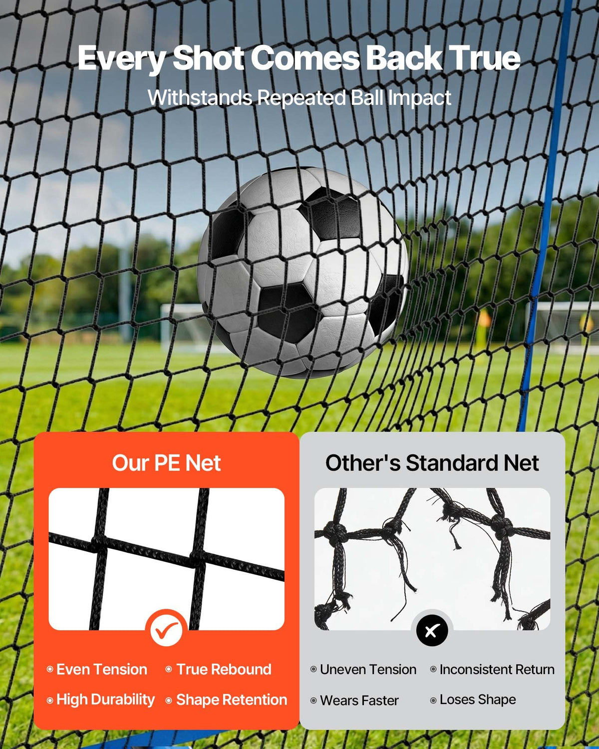 VEVOR Soccer Rebounder Net, Quick-Switch Angle Soccer Goal Rebounder for Control, Passing Practice, Heavy-Duty Iron Frame & PE Net, Easy Setup Ball Training Equipment for Teens&Adults,1470 x 1170 mm