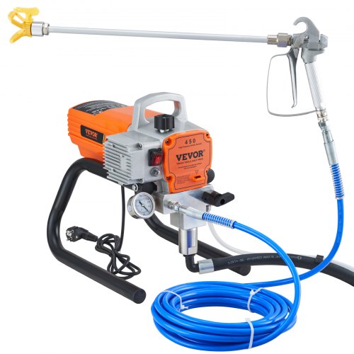 VEVOR Pro Airless Wall Paint Sprayer, 1800W Electric Sprayer Gun Kit, Adjustable Spray Pressure with Pipe for Wall & Ceiling/Wood & Metal Paint