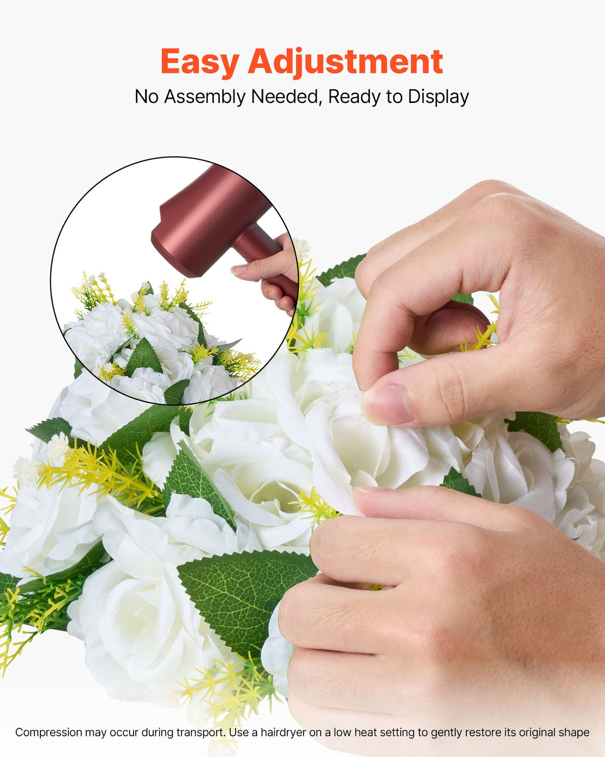 VEVOR Flower Balls Arrangement Bouquet 10 PCS, 240 mm Diameter Artificial Flower Balls Wedding Rose Centerpieces, Faux Flowers Arrangements for Wedding Centerpiece Home Table Decorations, White