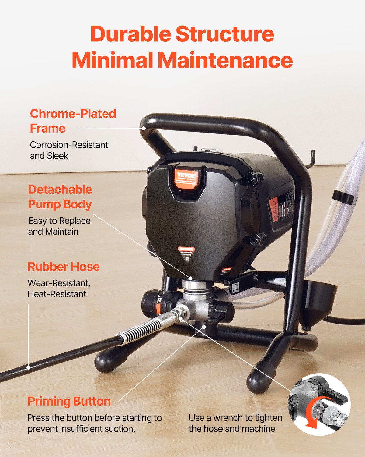 VEVOR Stand Airless Paint Sprayer, 750W 3000PSI High Efficiency Electric Airless Sprayer, Fine And Even Painting Effect, Handheld Paint Sprayers for Home Interior and Exterior Furniture and Fences