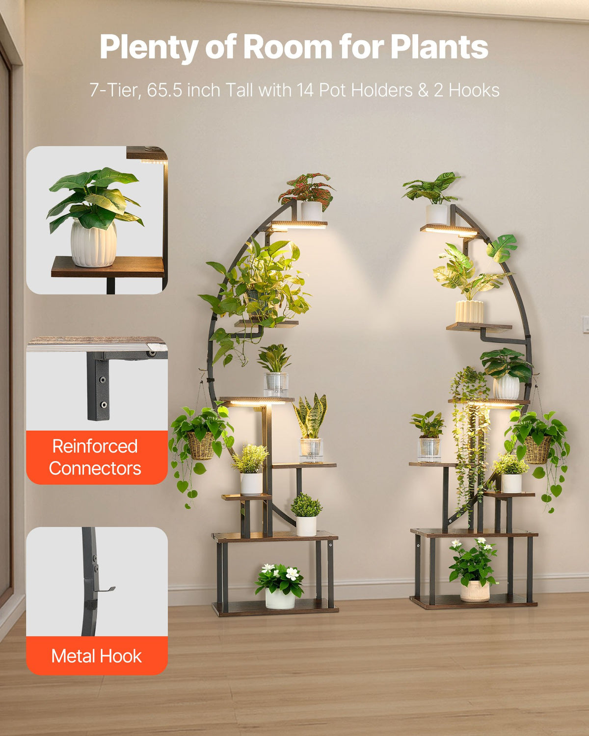 VEVOR Plant Stand Indoor with Grow Lights