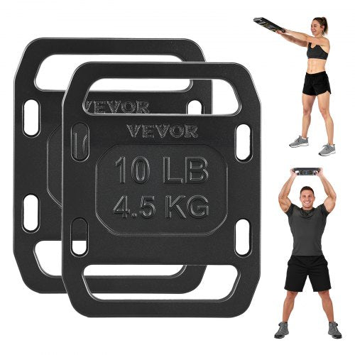 VEVOR Cast Iron Ruck Weights for Backpack, 4.5 kg Pair Ruck Plate, Weight Plate with Smooth Handle, Textured Finish for Rucking, Hiking, Swings, Strength Training, Weightlifting, Fitness Workout