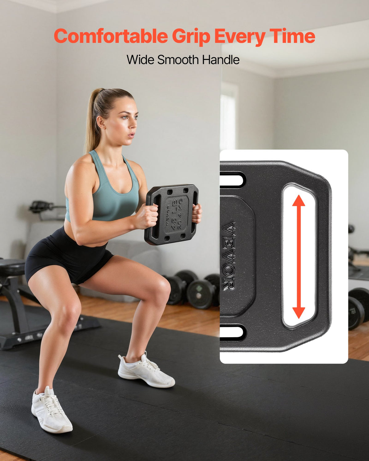VEVOR Cast Iron Ruck Weights for Backpack, 20.4 kg Single Ruck Plate, Weight Plate with Smooth Handle, Textured Finish for Rucking, Hiking, Swings, Strength Training, Weightlifting, Fitness Workout