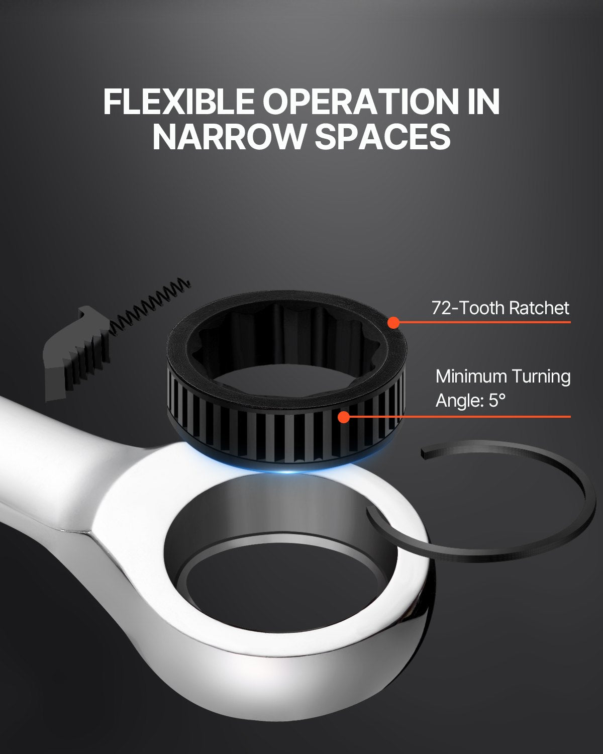 VEVOR Combination Wrench Set, 8-Piece Ratcheting Wrench Set with Organizer Rack, Cr-V Steel Wrench Set Metric 8 mm to 19 mm, Ideal for General Household, Garage, Workshop, Auto Repairs, Emergency