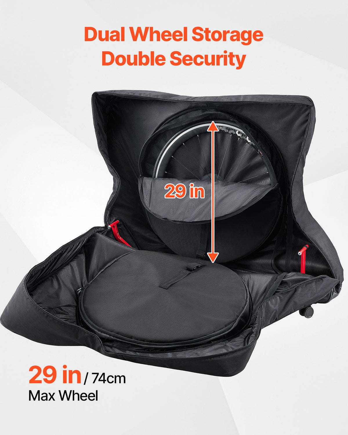 VEVOR Bike Travel Bag, Road Bike Bag Road Bicycle Storage Carry with TSA Lock & Dual Zipper, Black Bicycle Case Wheelbase 94-106 cm for Air Travel, Outdoor Use, Airplane, Car, Train, Subway Transport