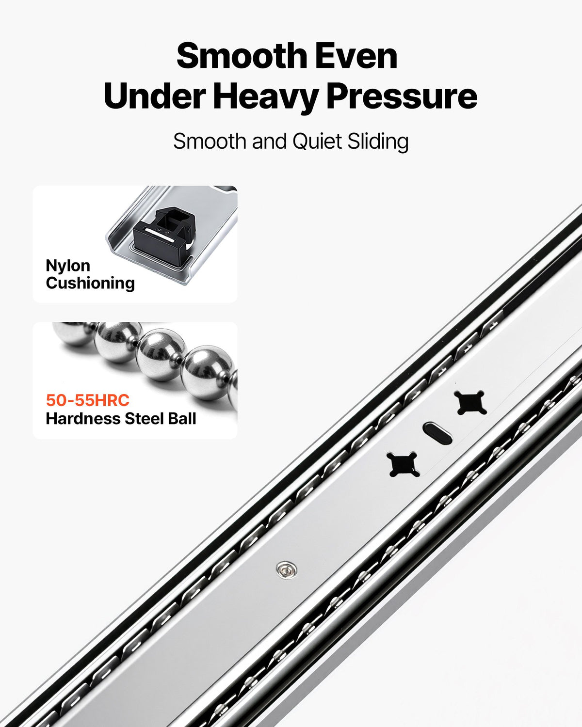VEVOR Heavy Duty Drawer Slides, 75 cm 113.4 kg with Lock Side Mount Rails, for Cabinets, Kitchen, Workbench, RV, 3-Fold Full Extension Ball Bearing Rails, Carbon Steel, with Screws & Nuts, 6 Pairs