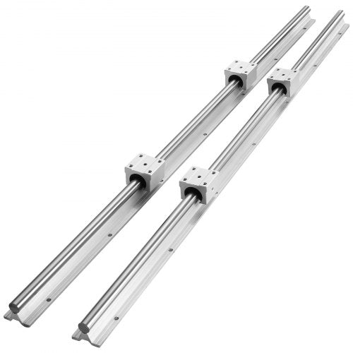 VEVOR Linear Guide Rail Set, 2 PCS 39.4 in/1000 mm SBR16 Guide Rails and 4 PCS SBR16UU Slide Blocks, SBR16 1000mm, Linear Rails and Bearings Kit for Automated Machines DIY Project CNC Router Machines