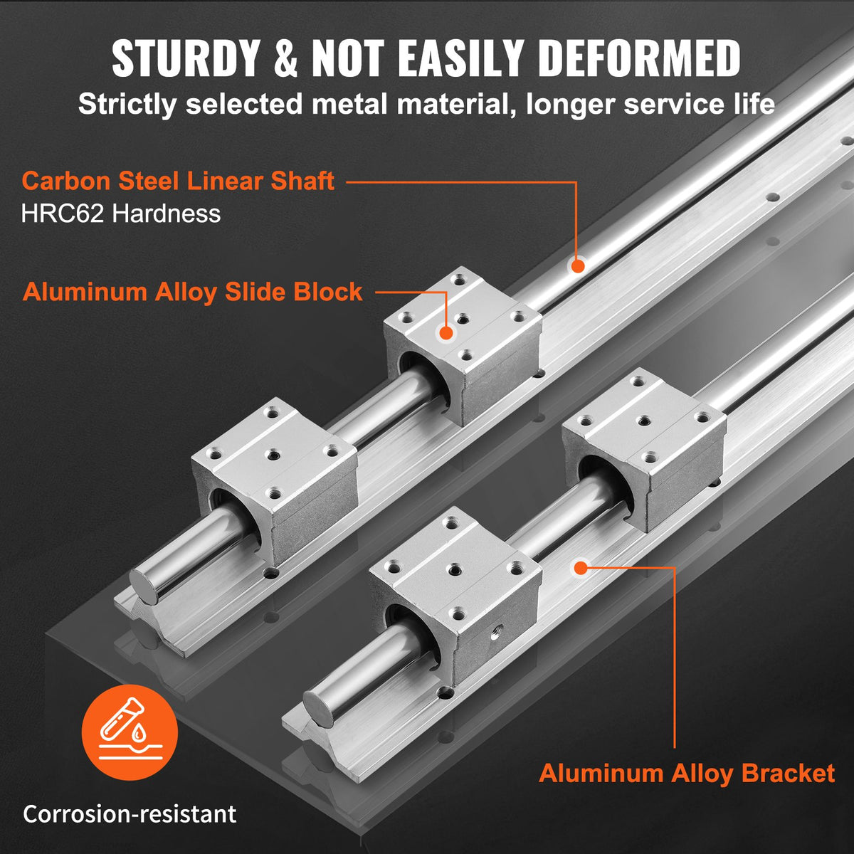 VEVOR Linear Guide Rail Set, SBR20 1200mm, 2 PCS 47.2 in/1200 mm SBR20 Guide Rails and 4 PCS SBR20UU Slide Blocks, Linear Rails and Bearings Kit for Automated Machines DIY Project CNC Router Machines