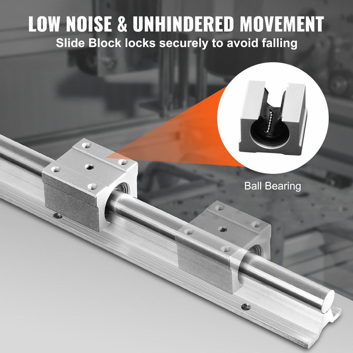 VEVOR Linear Guide Rail Set, SBR20 2200mm, 2 PCS 86.6 in/2200 mm SBR20 Guide Rails and 4 PCS SBR20UU Slide Blocks, Linear Rails and Bearings Kit for Automated Machines DIY Project CNC Router Machines