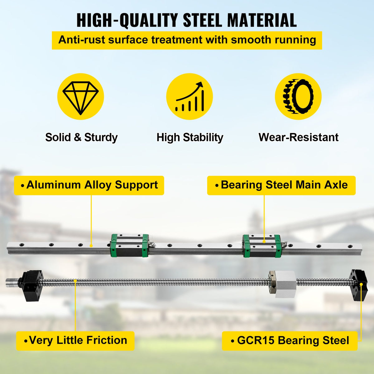 VEVOR Linear Guide Rail  2Pcs HGR20-1700mm Linear Slide Rail with 1Pcs RM1605-1700mm Ballscrew with BF12/BK12 Kit Linear Slide Rail Guide Rail Square For DIY CNC Routers Lathes Mills
