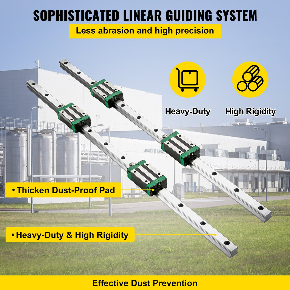 VEVOR Linear Guide Rail  2Pcs HGR20-1700mm Linear Slide Rail with 1Pcs RM1605-1700mm Ballscrew with BF12/BK12 Kit Linear Slide Rail Guide Rail Square For DIY CNC Routers Lathes Mills