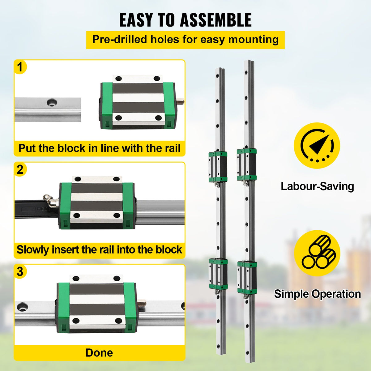 VEVOR Linear Guide Rail  2Pcs HGR20-1700mm Linear Slide Rail with 1Pcs RM1605-1700mm Ballscrew with BF12/BK12 Kit Linear Slide Rail Guide Rail Square For DIY CNC Routers Lathes Mills