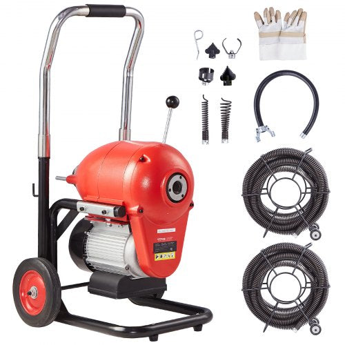 VEVOR Drain Cleaner Machine 3657.6 cm x 1.52 cm 1100W Sectional Snake Auger Manual Feed