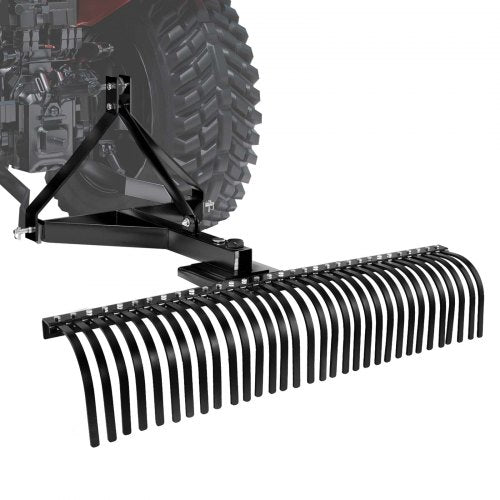 VEVOR Tow Behind Dethatcher, 1525mm Tow Dethatcher with 32 Steel Tines, 3-Point Lawn Dethatcher Rake with Attachments for Tractor, Landscape Rake for Garden, Farm, Grass
