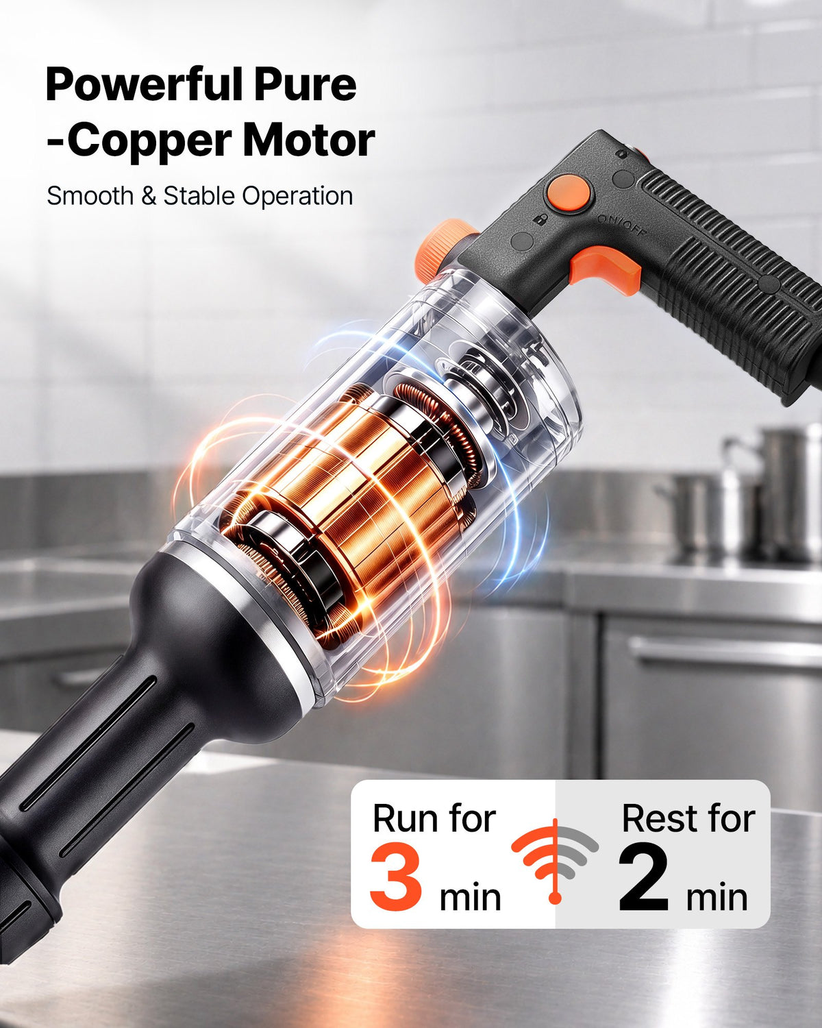 VEVOR Commercial Immersion Blender, 500W, 30 cm, Heavy-Duty Hand Mixer for Restaurant, Handheld Stick for Soups & Sauces, Pure-Copper Motor, Variable Speed, Stainless Steel 3-Blade Head, Lock