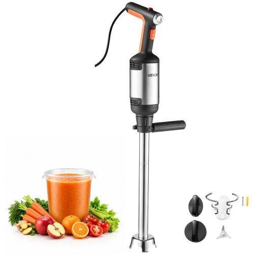 VEVOR Commercial Immersion Blender, 750W, 53 cm, Heavy-Duty Hand Mixer for Restaurant, Handheld Stick for Soups & Sauces, Pure-Copper Motor, Variable Speed, Stainless Steel 3-Blade Head, Handle