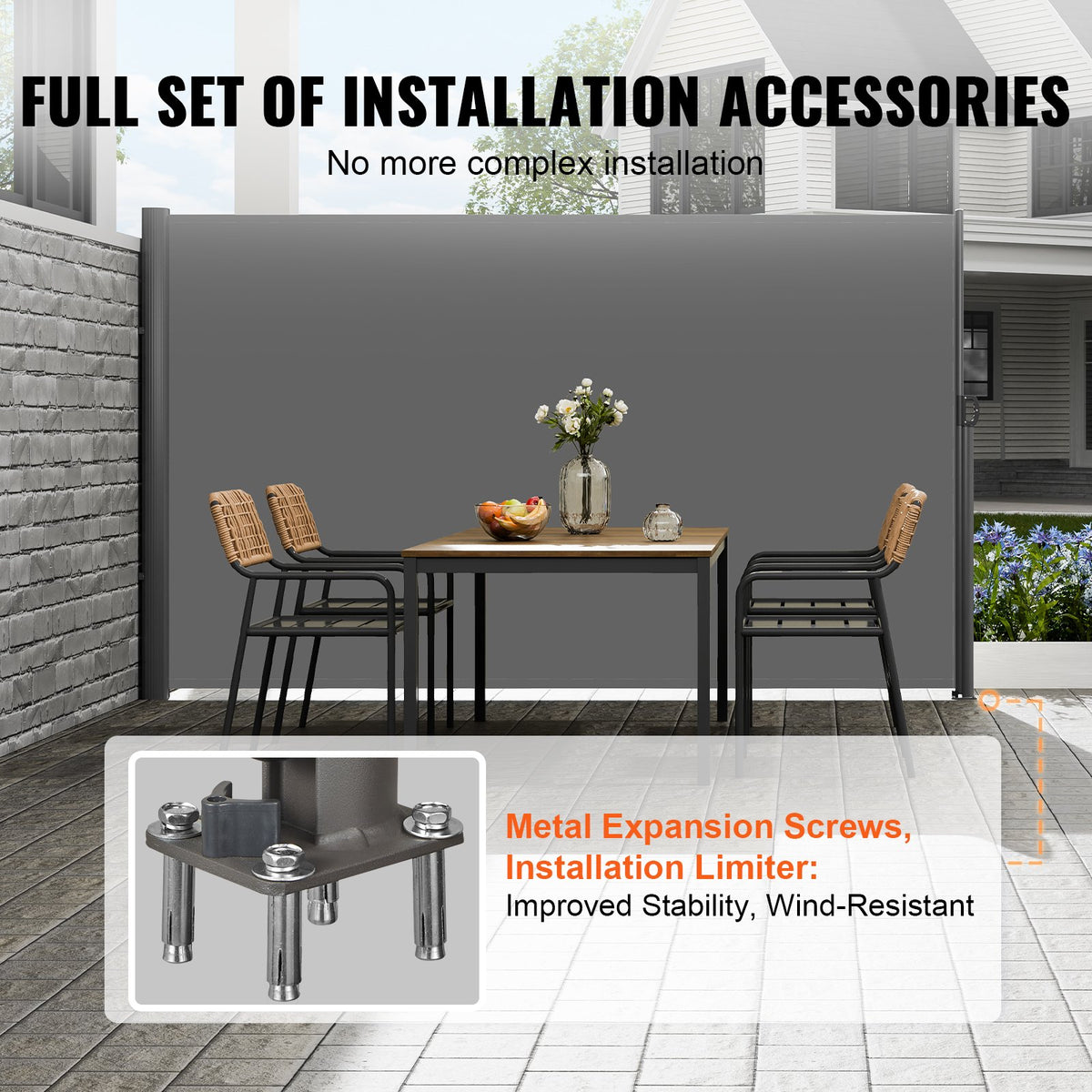 VEVOR Gray Retractable Patio Screen 118 Inch In Length Office Dividers 71Inch In Height Retractable Screen  Partition Wall Outdoor Retractable Gate Retractable Fence Outdoor Screens For Patio Privacy