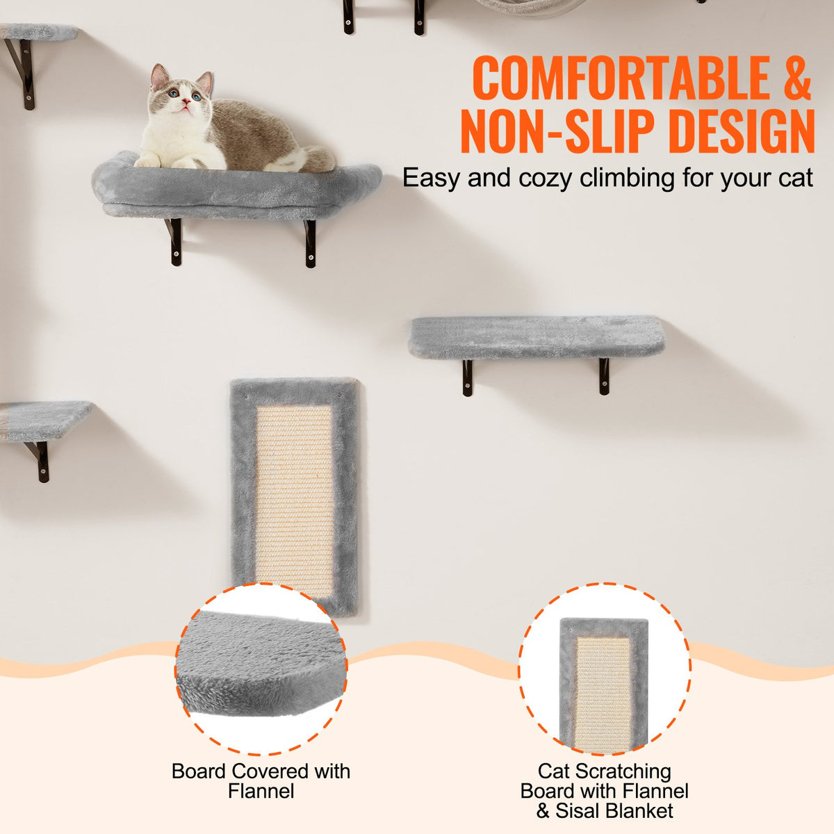 VEVOR Wall Mounted Cat Shelves
